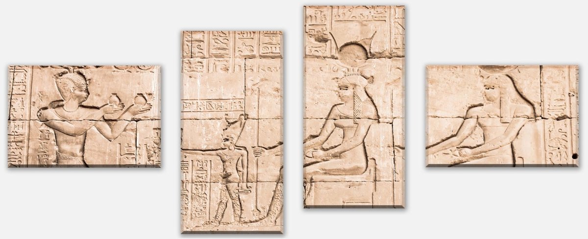 Tableau sur toile Mur à plusieurs panneaux du Temple d'Hathor à Dendérah M0826