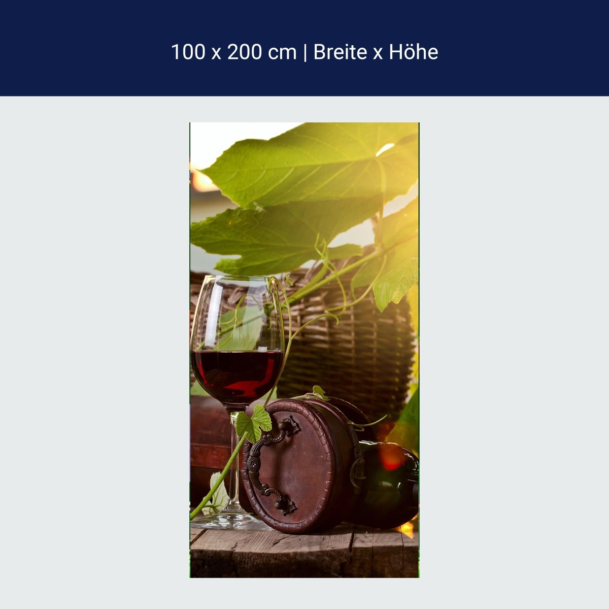 Türtapete Flasche und Glas mit Rotwein M0831