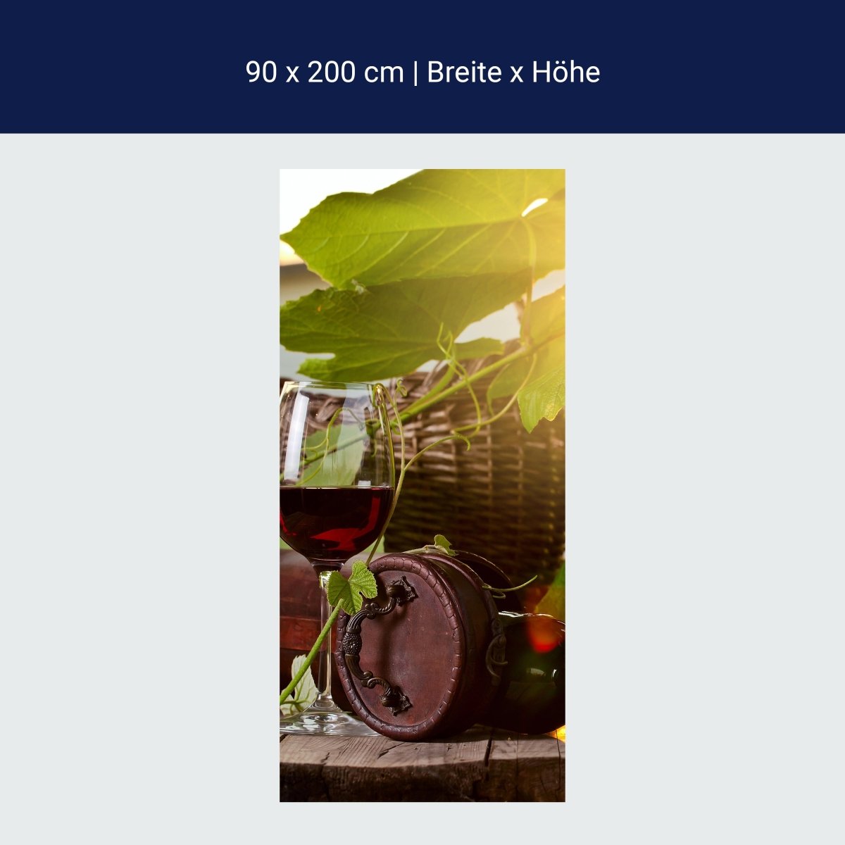 Türtapete Flasche und Glas mit Rotwein M0831