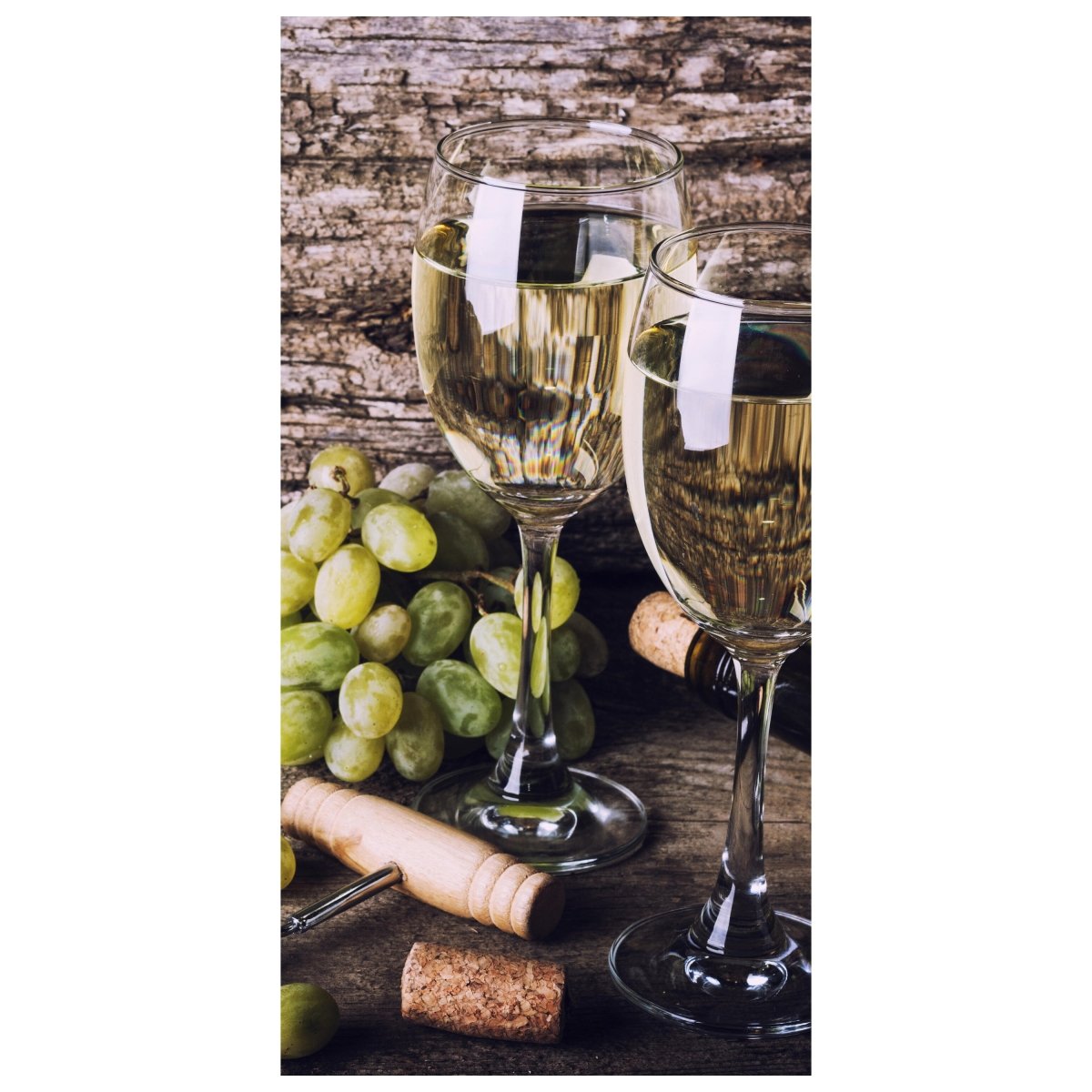 Türtapete alten hölzernen Hintergrund mit Gläser Weißwein M0837 - Bild 2