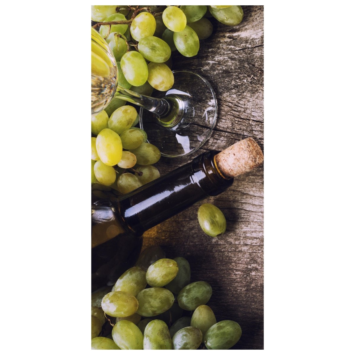 Türtapete Flasche Weißwein und Trauben auf einem alten Tisch M0838 - Bild 2