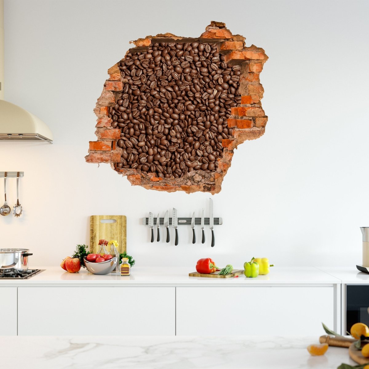 Roasted brown coffee bean 3D wall sticker - Wall Decal M0843