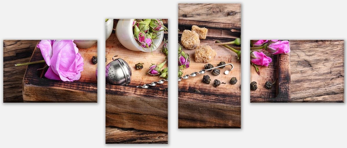 Stretched Canvas Print Dry Rose Buds Tea M0850