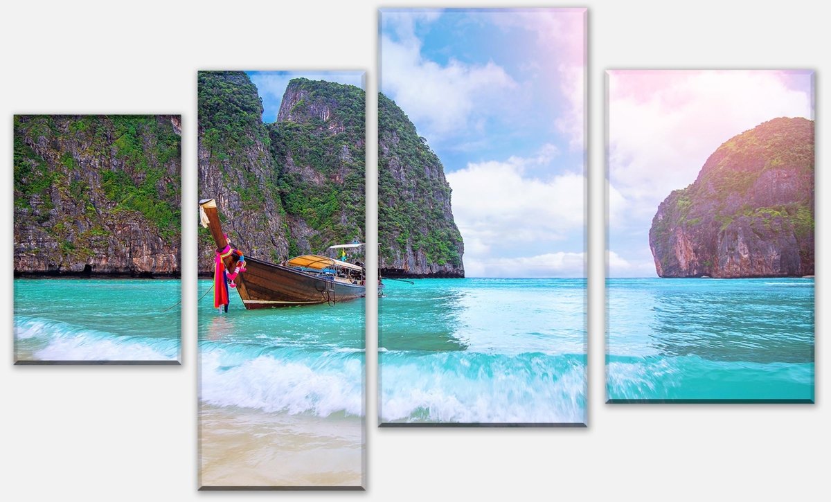 Canvas Print Multi Piece Boat in Phi Phi Island, Thailand M0856