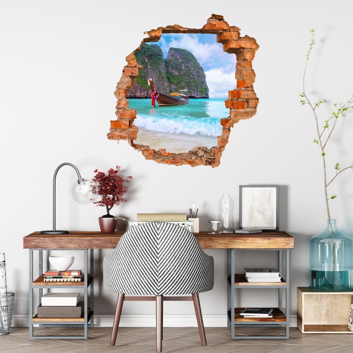 3D Wall Sticker Boat in Phi Phi Island, Thailand - Wall Decal M0856