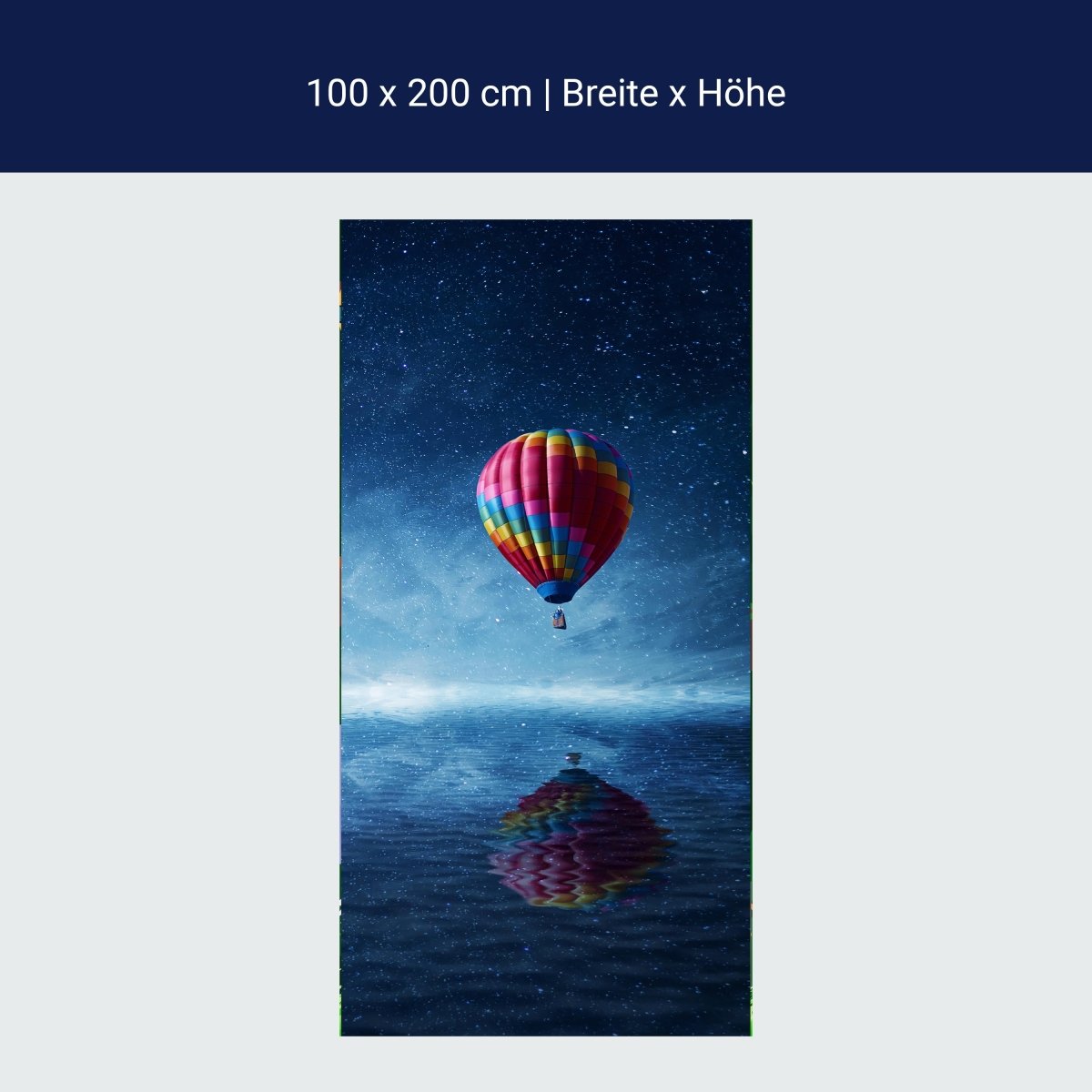 Türtapete Heißluftballon fliegt über ein dunkelblaues Meer M0857