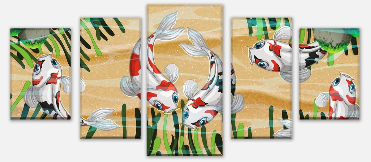 Leinwandbild Mehrteiler Koi Fische in einem Teich M0861 entdecken - Bild 1
