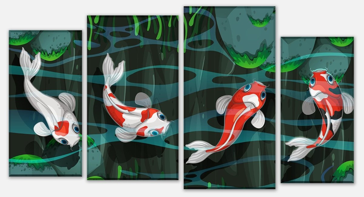Stretched Canvas Print Four fish swimming in pond M0862