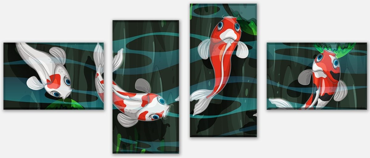 Stretched Canvas Print Four fish swimming in pond M0862