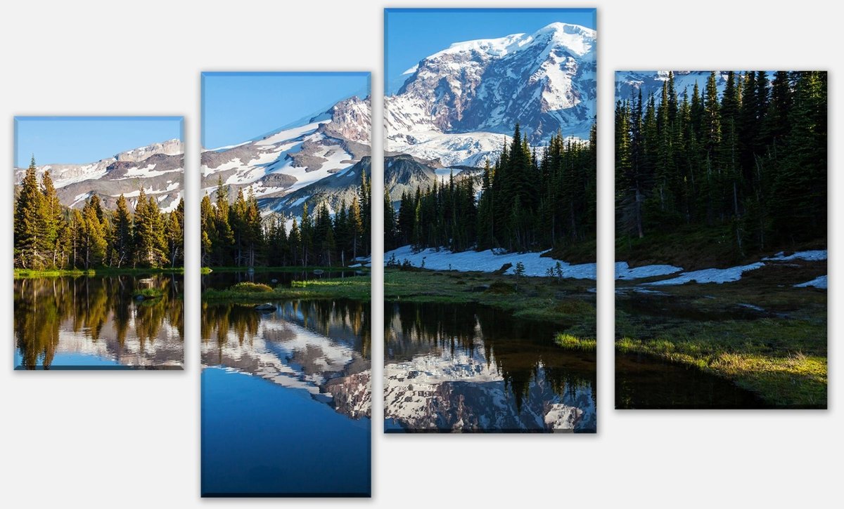 Canvas print Panel Forest with a lake on a mountain landscape M0880