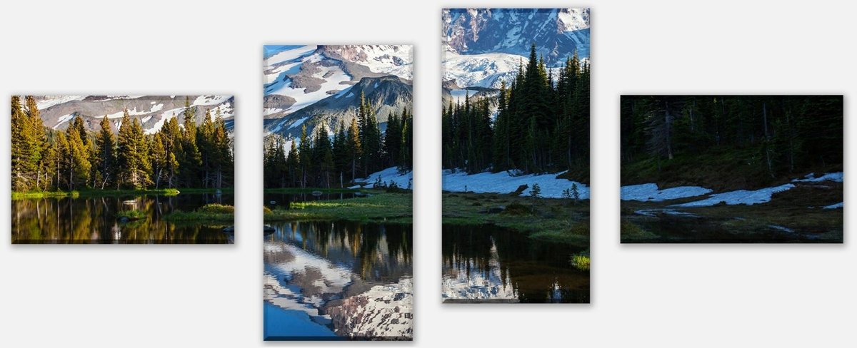 Canvas print Panel Forest with a lake on a mountain landscape M0880