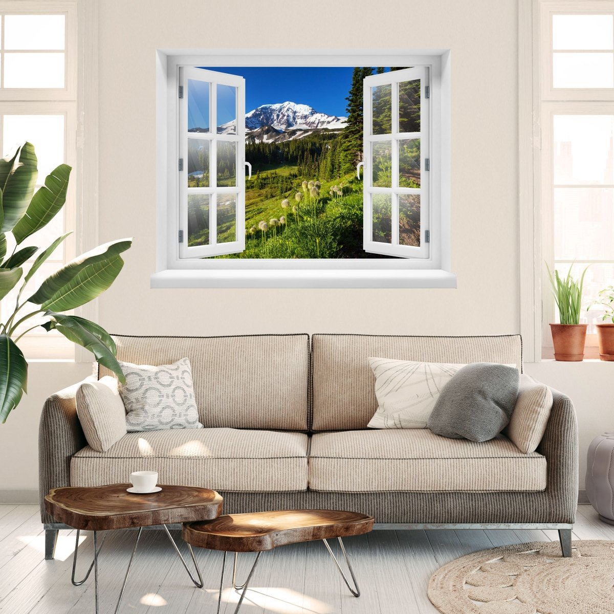3D-Wandsticker Wald- und Berglandschaft - Wandtattoo M0881