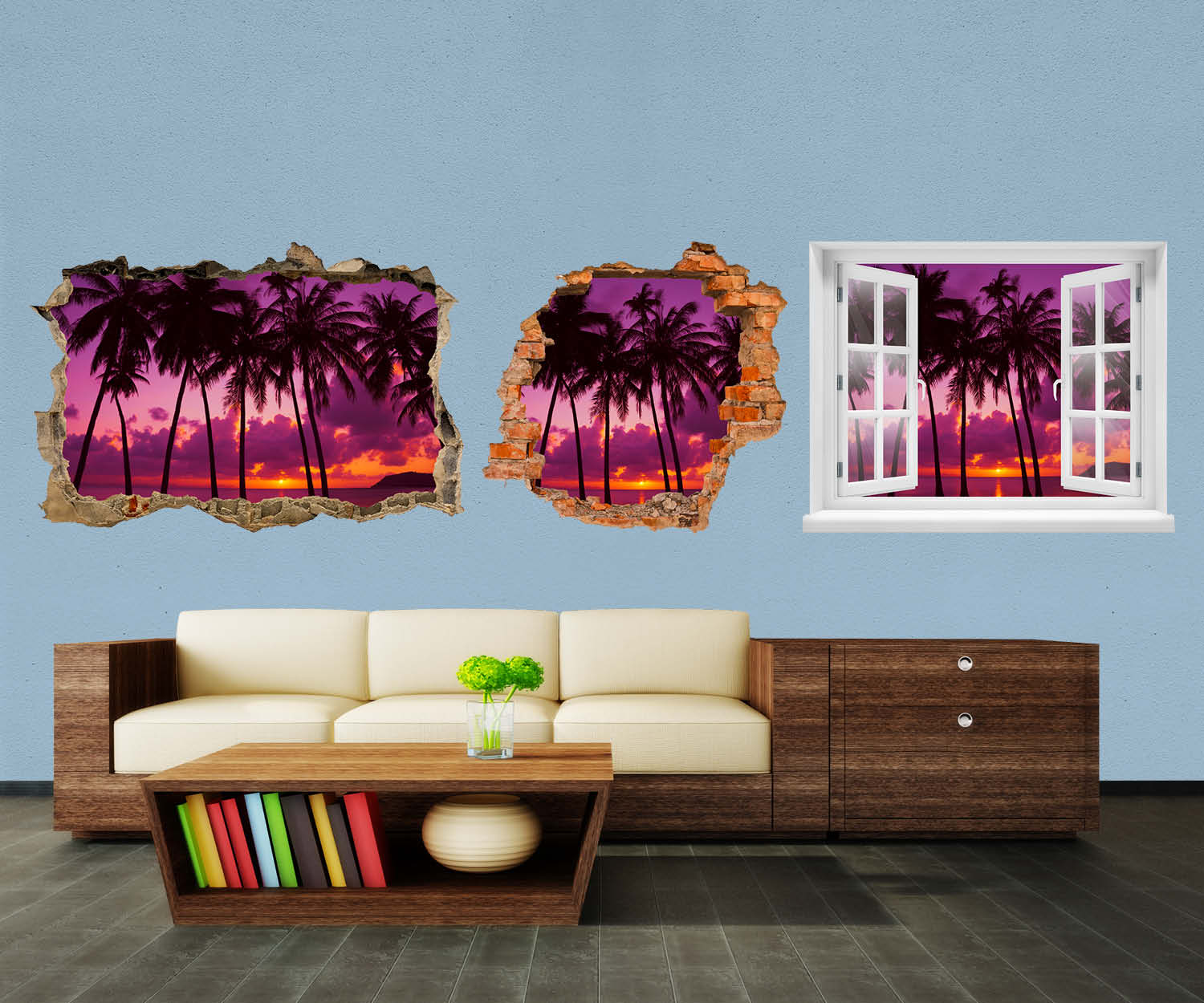 3D-Wandtattoo Palmen Silhouette bei Sonnenuntergang. Thailand entdecken - Wandsticker M0889 - Bild 1