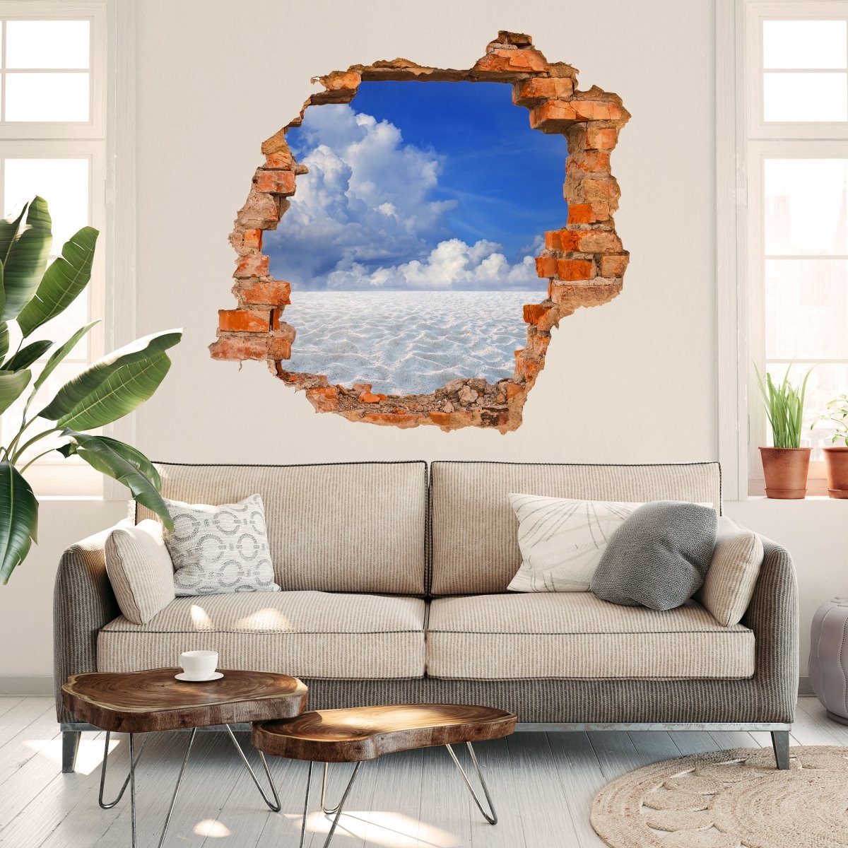 Sticker mural 3D Paysage de sable avec un ciel bleu - Sticker mural M0891