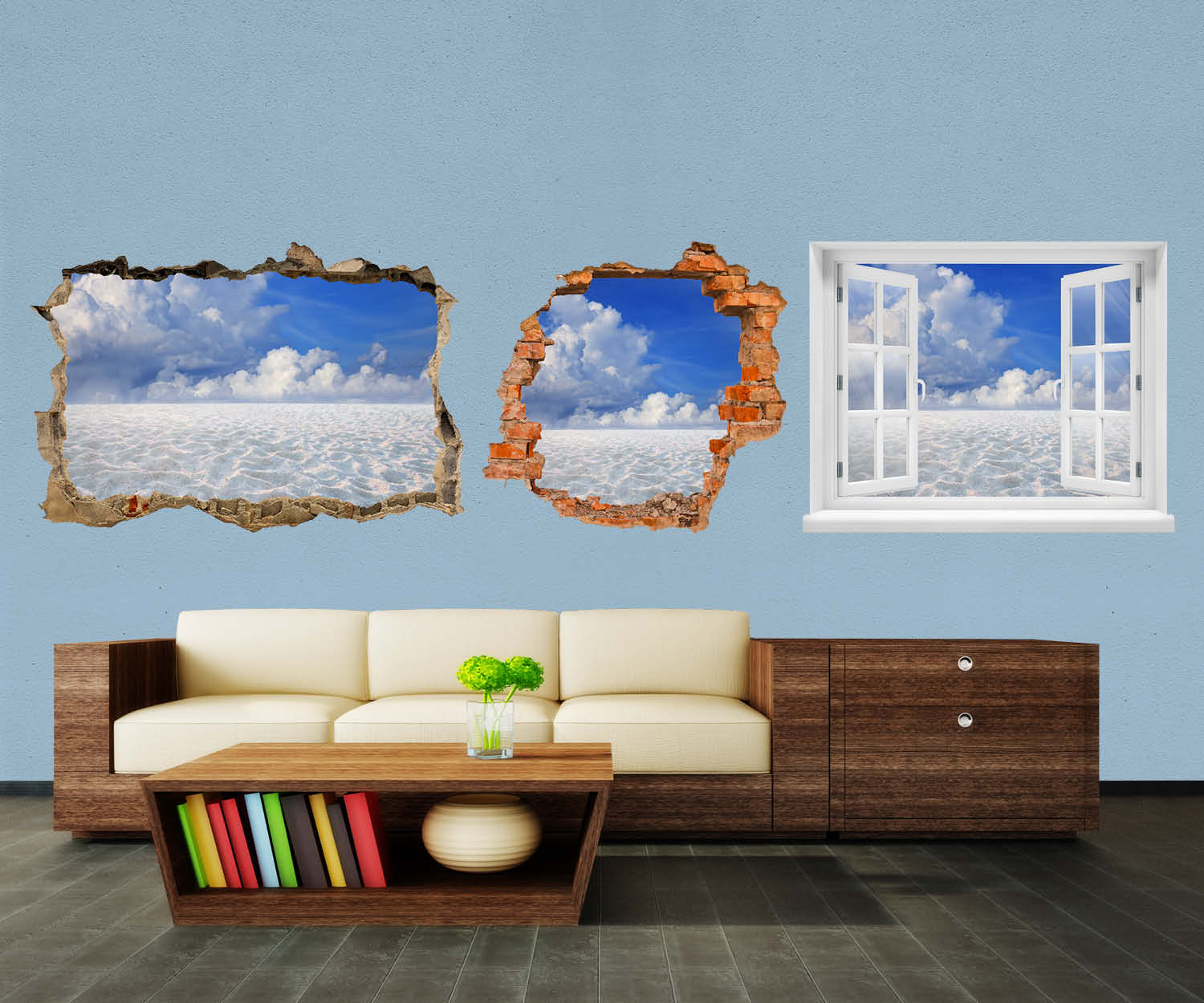 3D-Wandtattoo Sand Landschaft mit einem blauen Himmel entdecken - Wandsticker M0891 - Bild 1