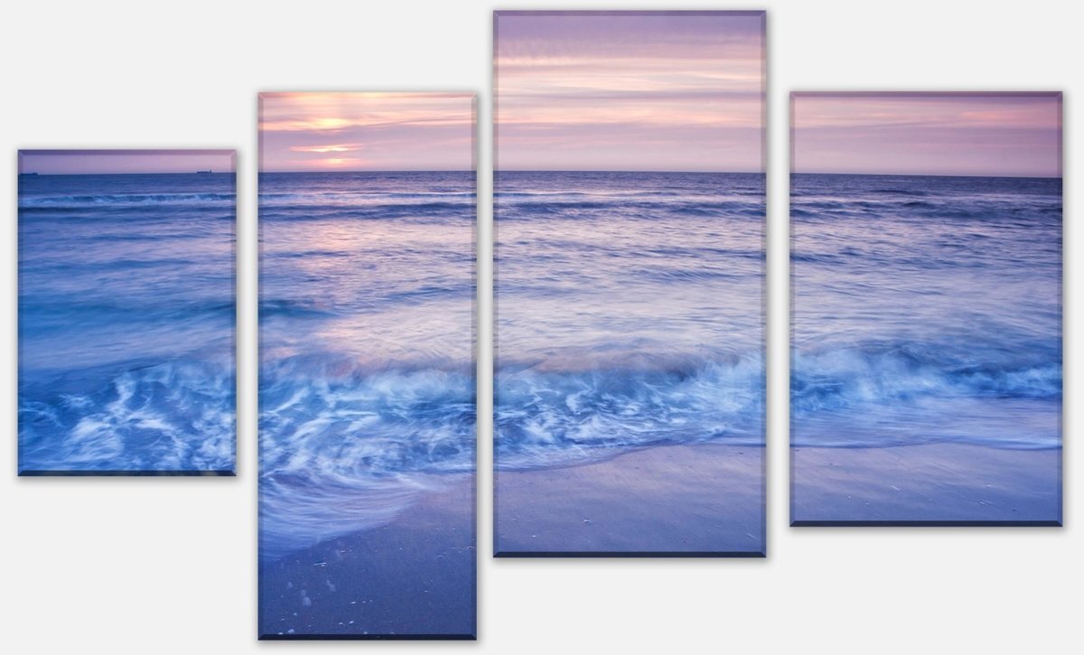 Stretched Canvas Print Beach Waves At Sunset M0895