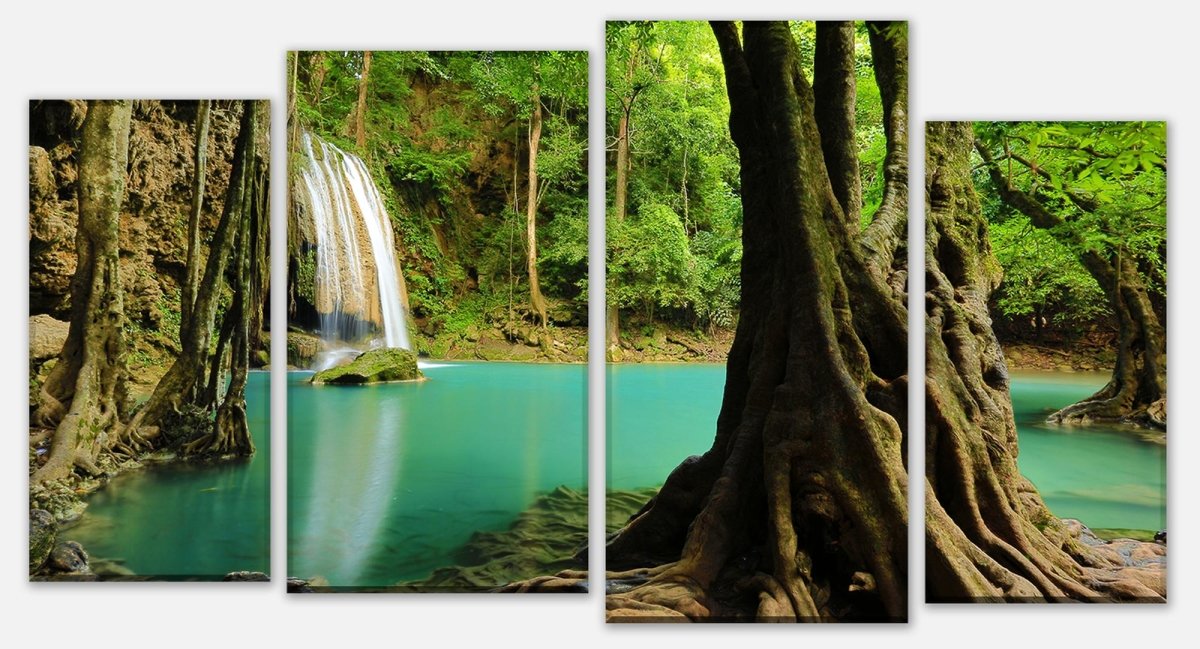 Leinwandbild Mehrteiler Ruhige Landschaft von Thailand mit einem Wasserfall M0901