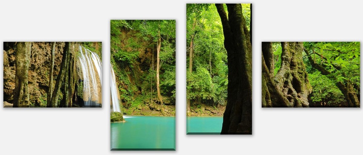 Leinwandbild Mehrteiler Ruhige Landschaft von Thailand mit einem Wasserfall M0901