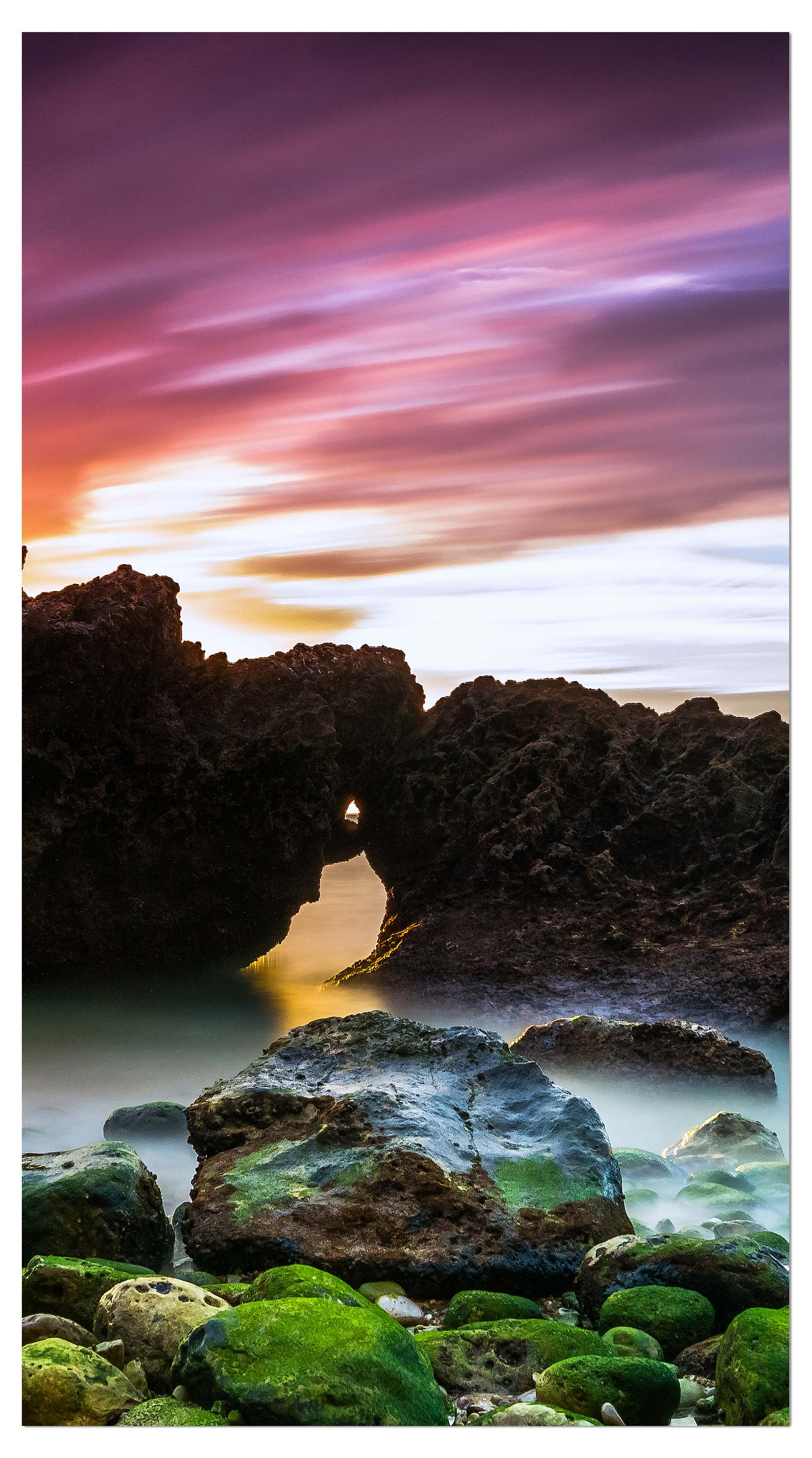 Garderobe Strand bei Sonnenuntergang mit Felsen M0902 entdecken - Bild 4