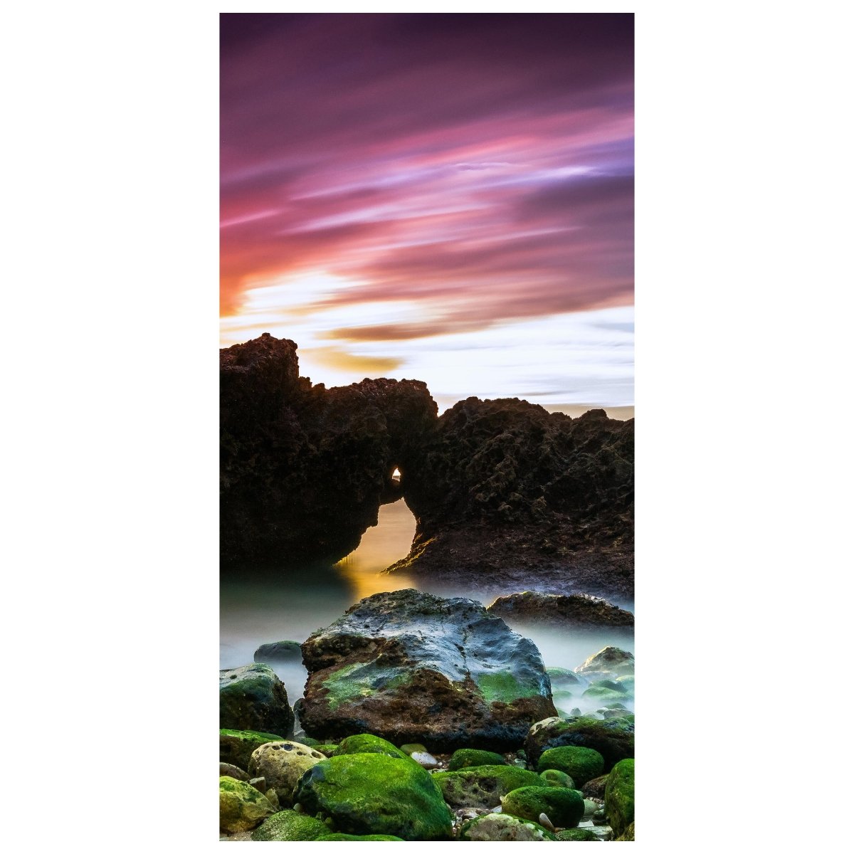 Türtapete Strand bei Sonnenuntergang mit Felsen M0902 - Bild 2