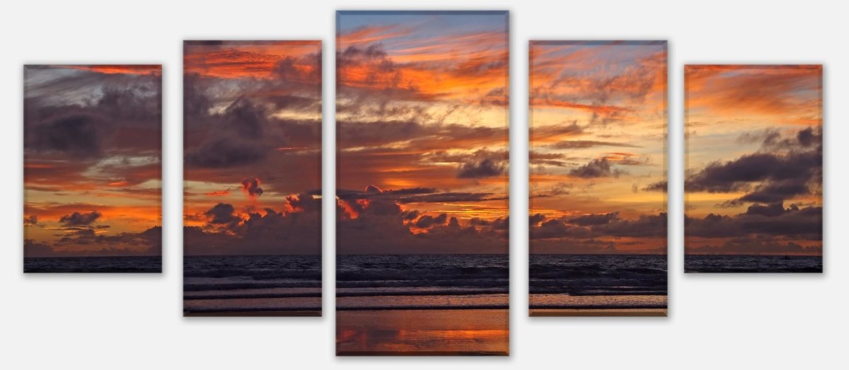 Leinwandbild Mehrteiler Sonnenuntergang am Strand in Bali M0907 entdecken - Bild 1