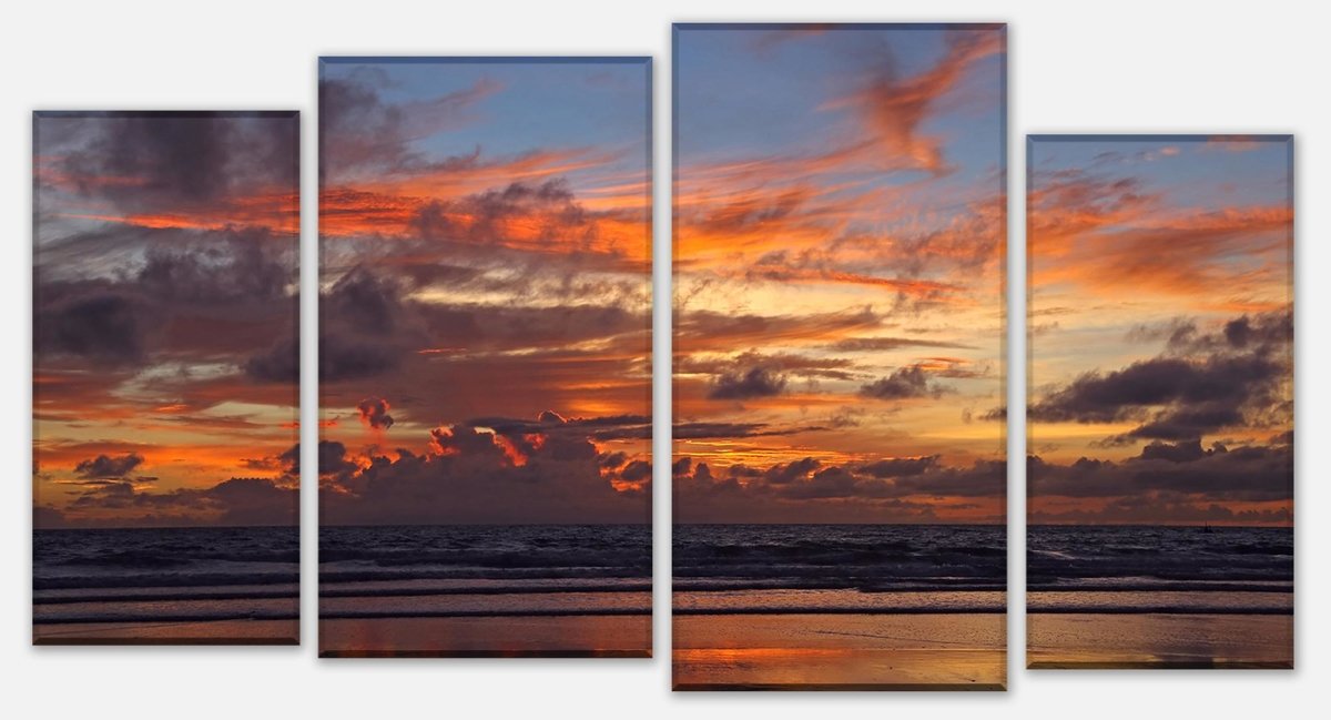 Leinwandbild Mehrteiler Sonnenuntergang am Strand in Bali M0907