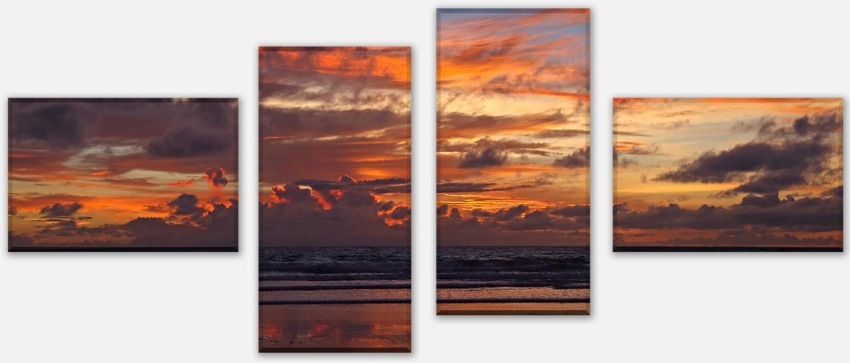 Leinwandbild Mehrteiler Sonnenuntergang am Strand in Bali M0907