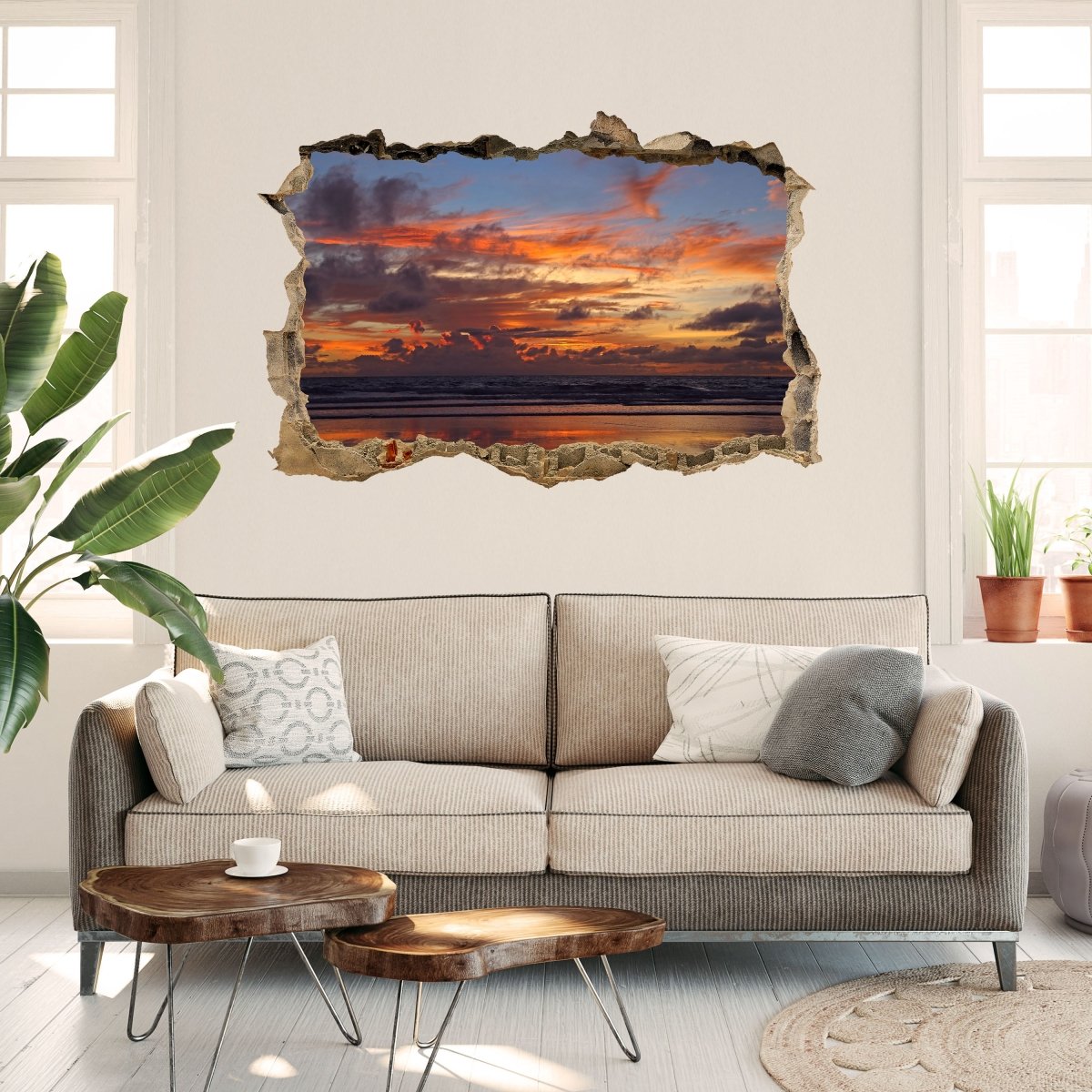 3D wall sticker sunset on the beach in Bali - Wall Decal M0907