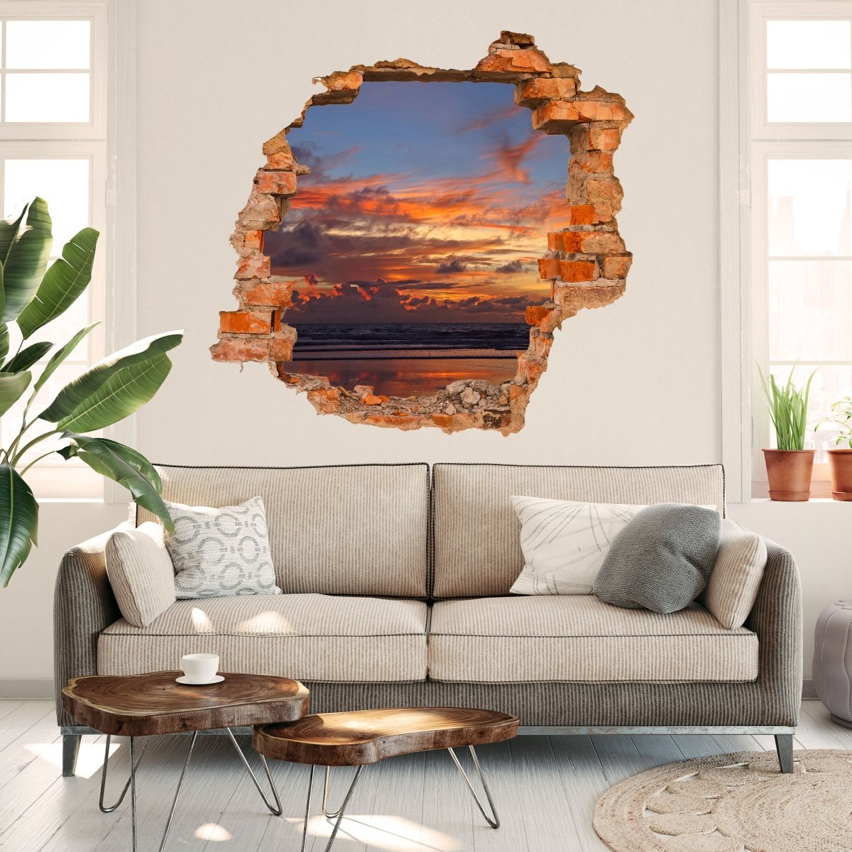 3D wall sticker sunset on the beach in Bali - Wall Decal M0907