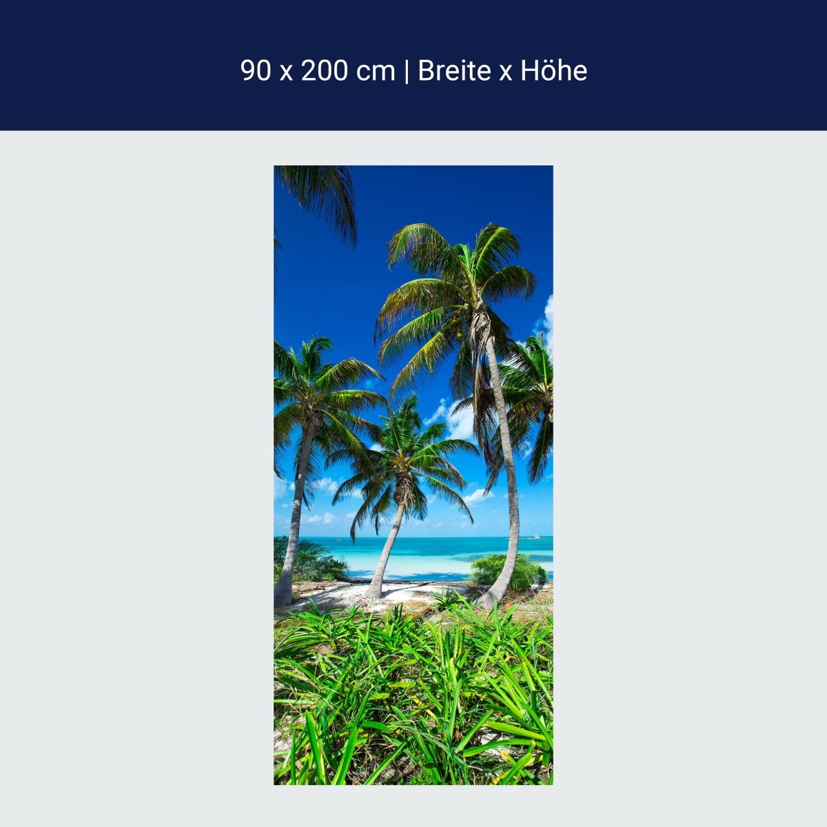 Paroi de douche palmiers sur une plage tropicale M0914
