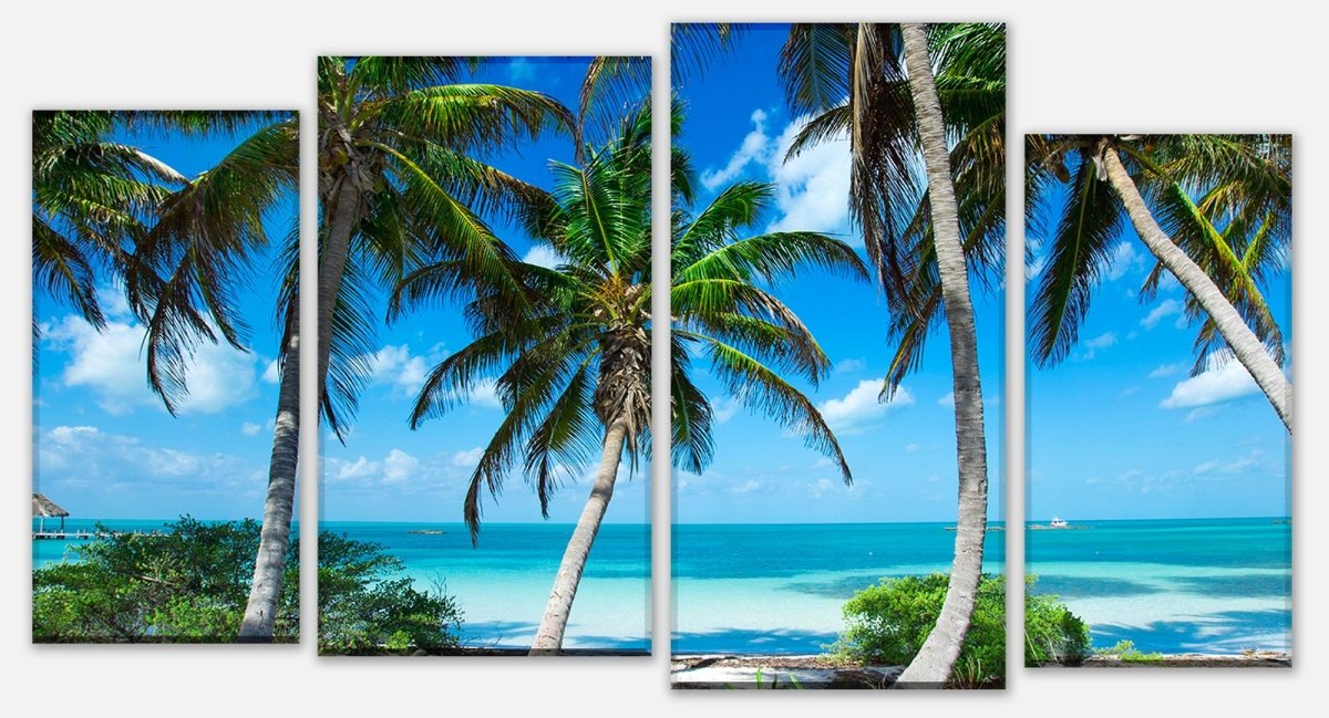 Leinwandbild Mehrteiler Palmen an einem tropischen Strand M0914