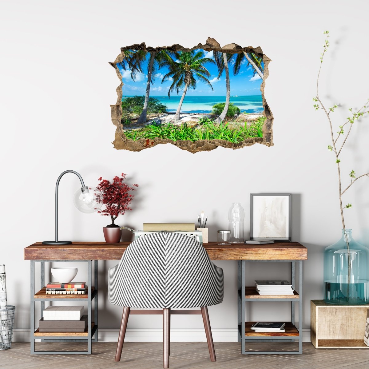 3D-Wandsticker Palmen an einem tropischen Strand - Wandtattoo M0914