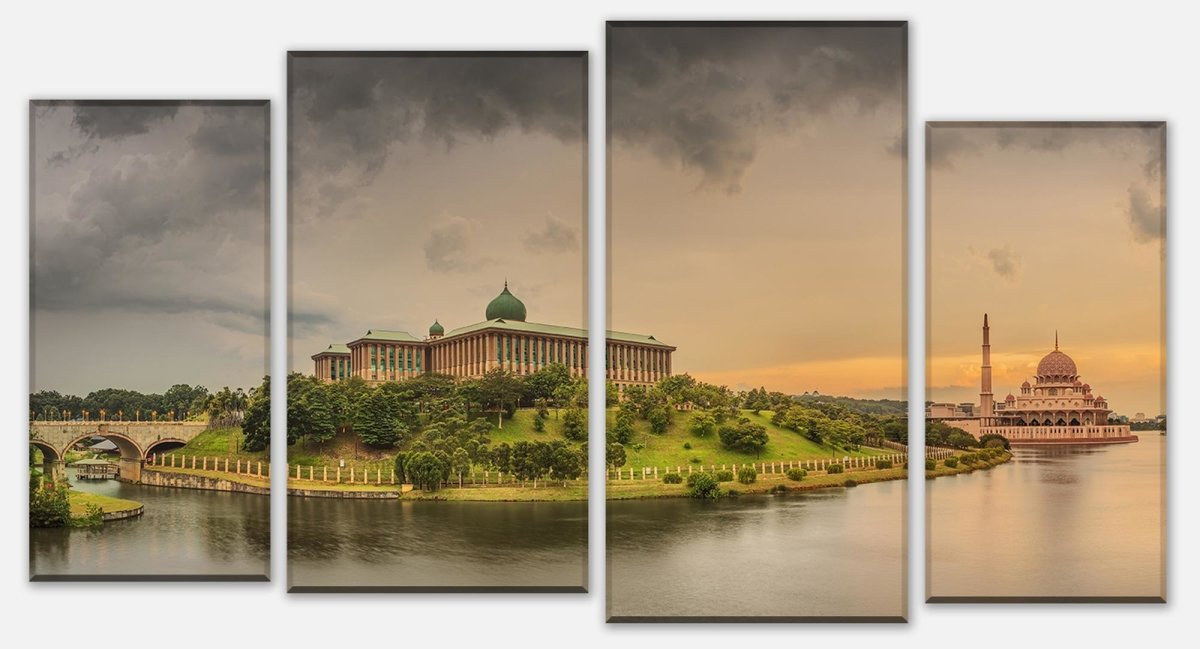 Stretched Canvas Print Sunset over Putrajaya Mosque, Malaysia M0915