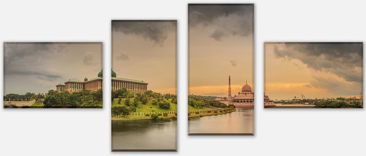 Stretched Canvas Print Sunset over Putrajaya Mosque, Malaysia M0915