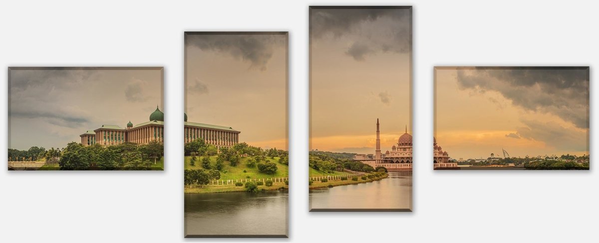 Stretched Canvas Print Sunset over Putrajaya Mosque, Malaysia M0915