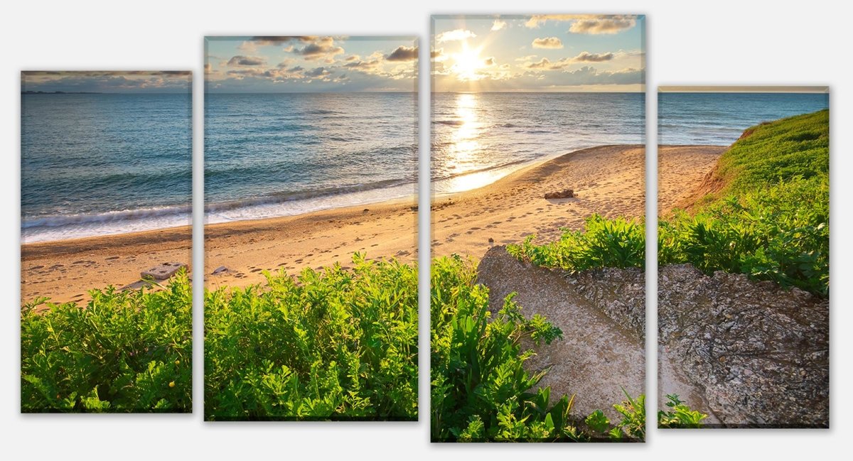Stretched Canvas Print Sky, Sea And Green Grass M0922