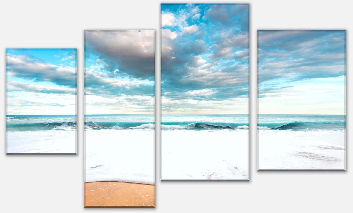 Leinwandbild Mehrteiler Strand und idyllischer blauer Himmel M0925
