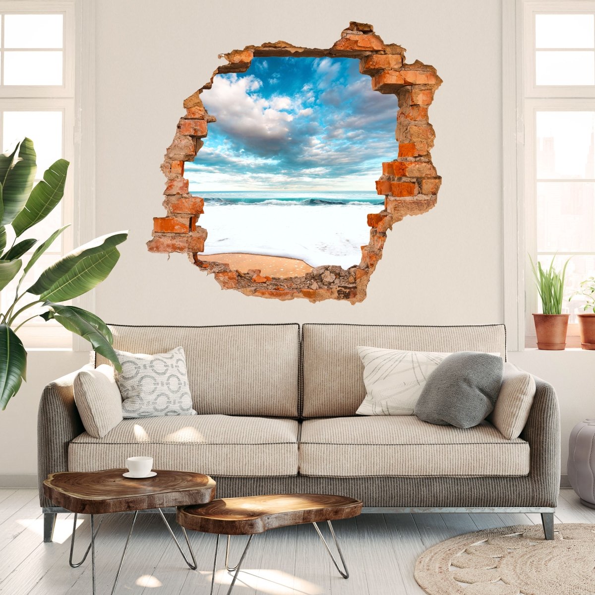 3D-Wandsticker Strand und idyllischer blauer Himmel - Wandtattoo M0925
