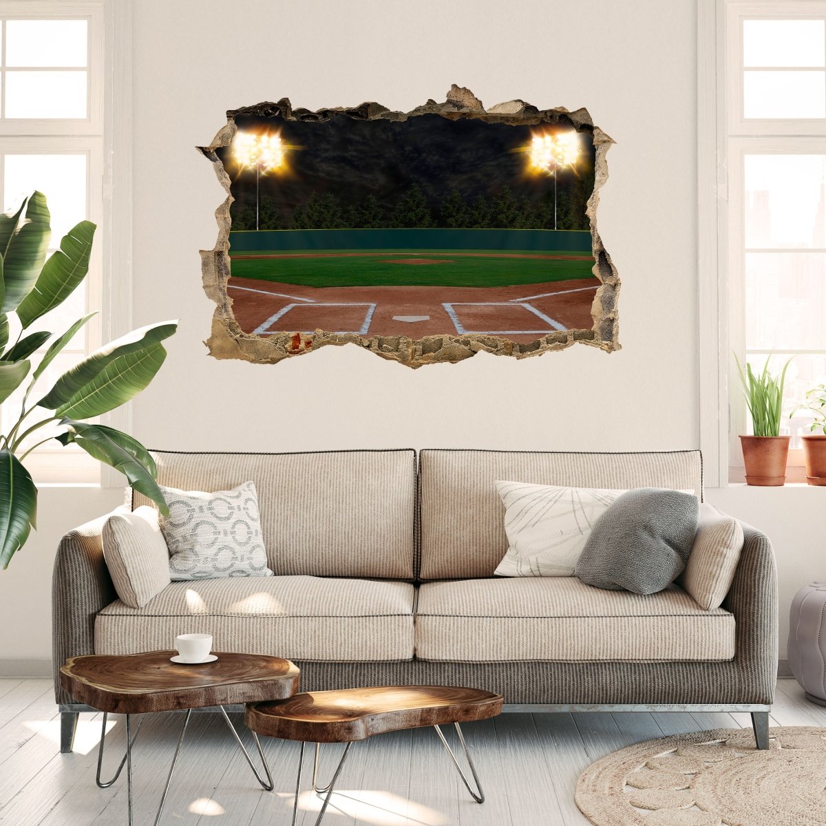 Sticker mural stade de baseball 3D - sticker mural M0928
