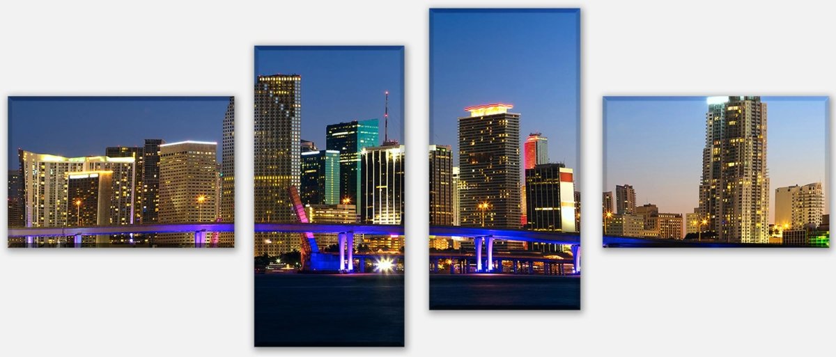 Leinwandbild Mehrteiler Downtown Miami Skyline Panorama M0932