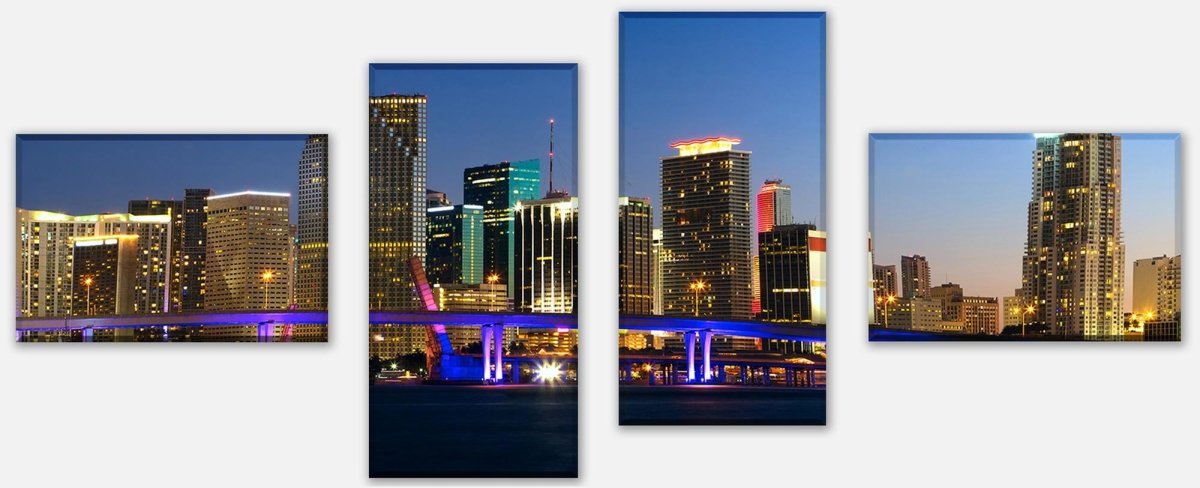 Leinwandbild Mehrteiler Downtown Miami Skyline Panorama M0932