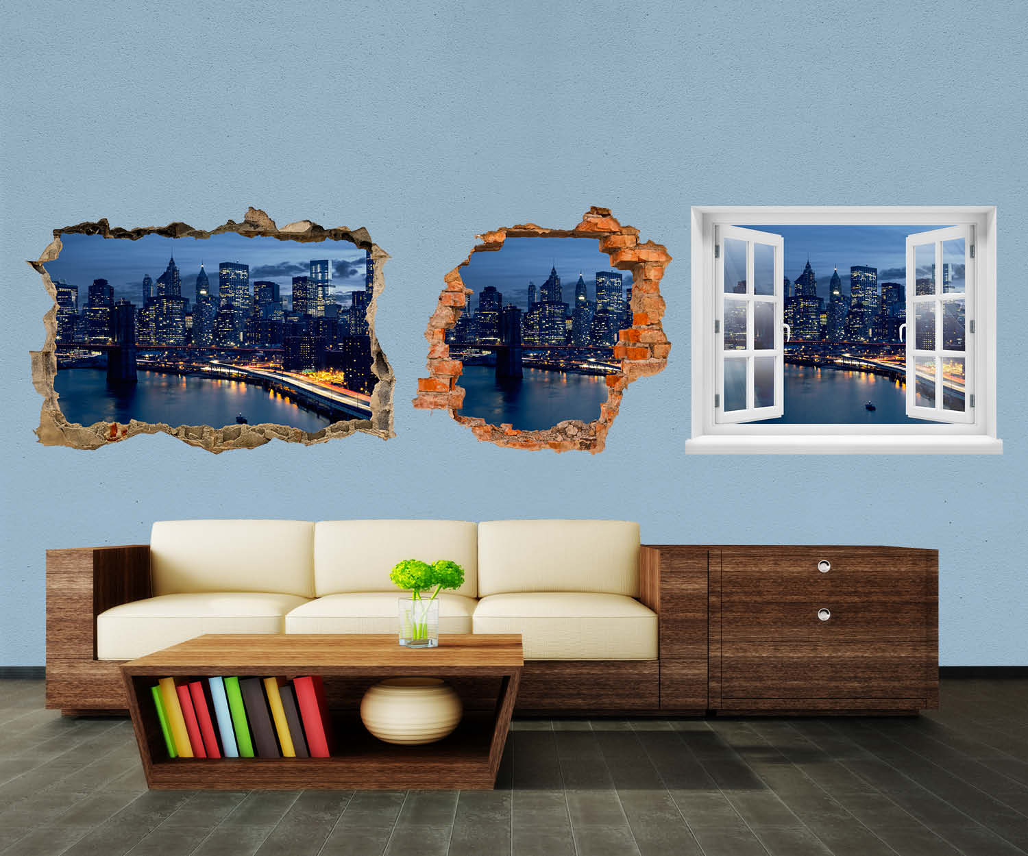 3D-Wandtattoo Skyline der Innenstadt von New York entdecken - Wandsticker M0935 - Bild 1