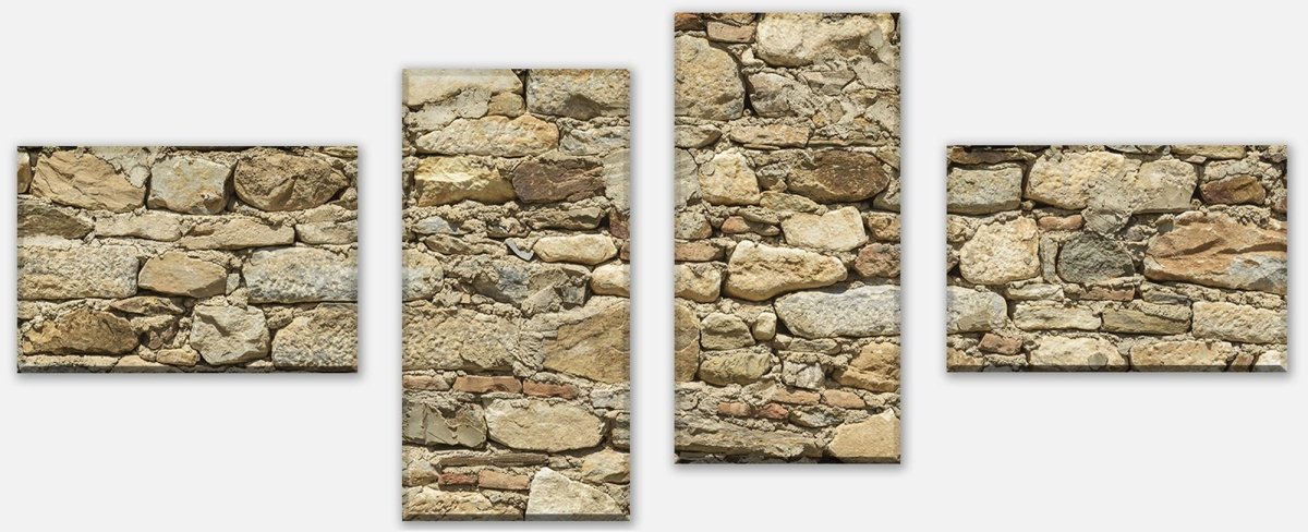 Leinwandbild Mehrteiler Alte Steinmauer M0939