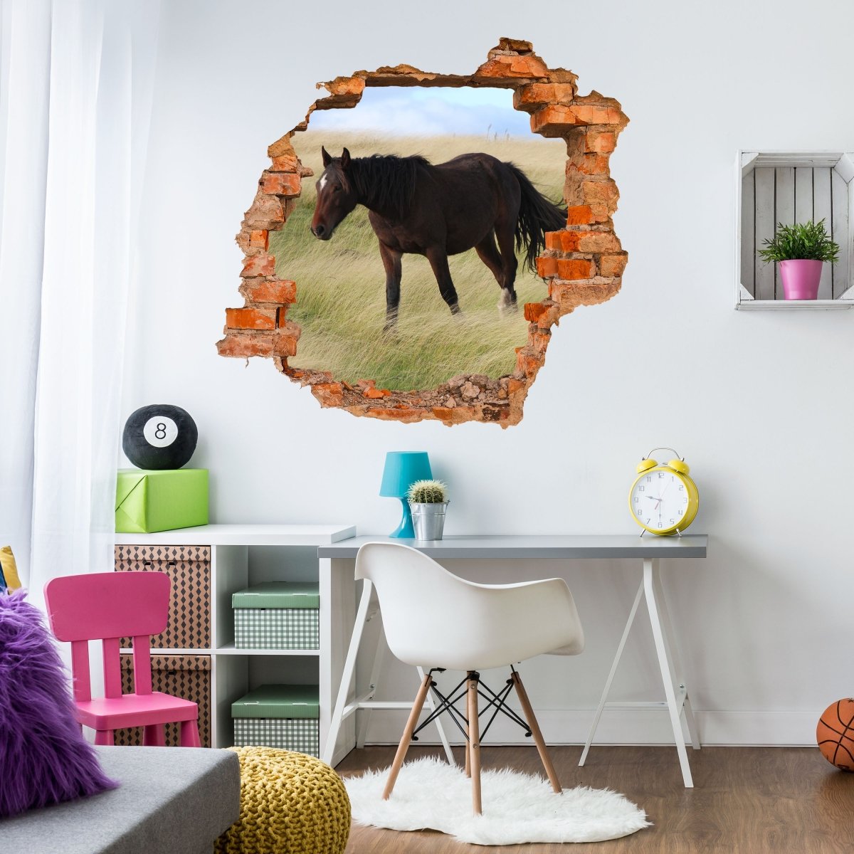 Sticker mural 3D cheval sauvage - Wall Decal M0943