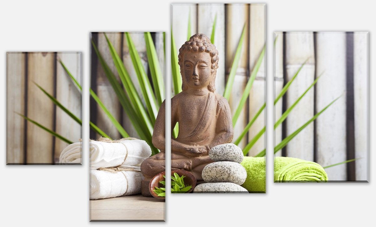 Leinwandbild Mehrteiler Buddha und sauna M0962