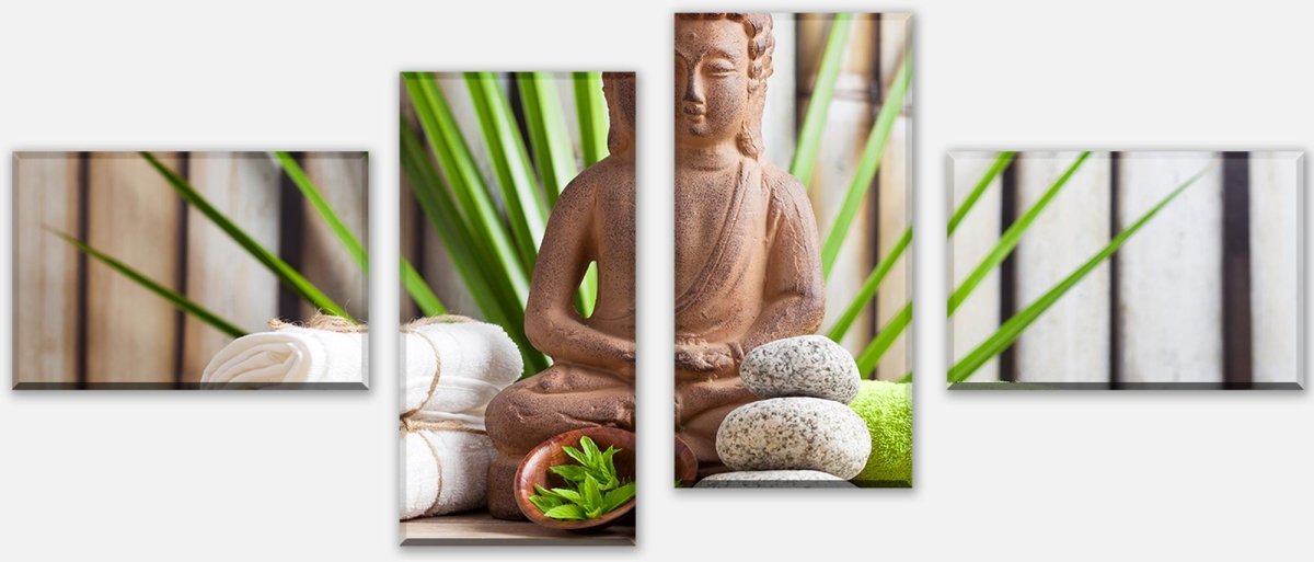 Leinwandbild Mehrteiler Buddha und sauna M0962