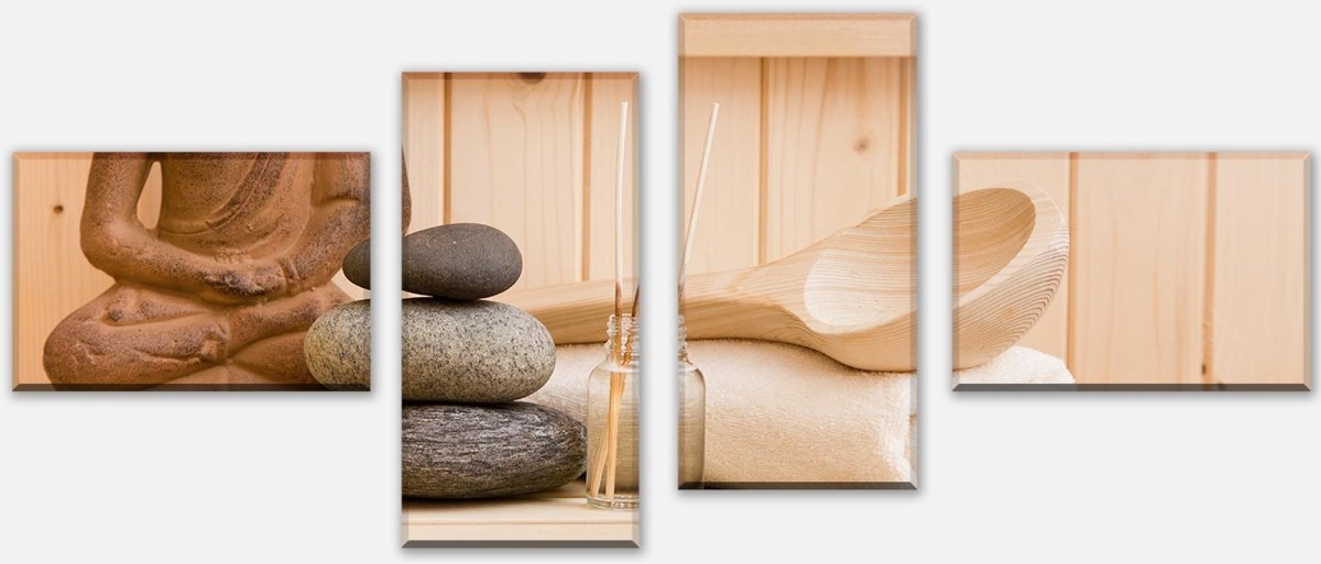 Leinwandbild Mehrteiler Finnische Sauna, Wellness- und Wellnesszubehör M0965
