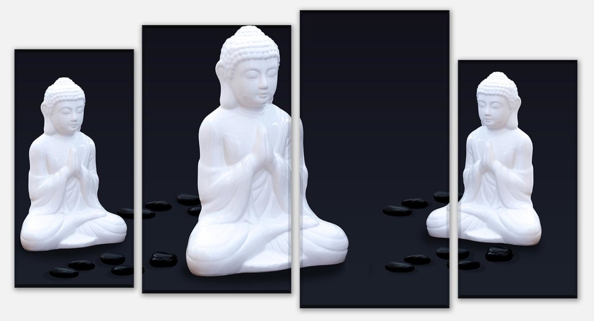 Leinwandbild Mehrteiler Weiße Figur in Meditationshaltung M0967