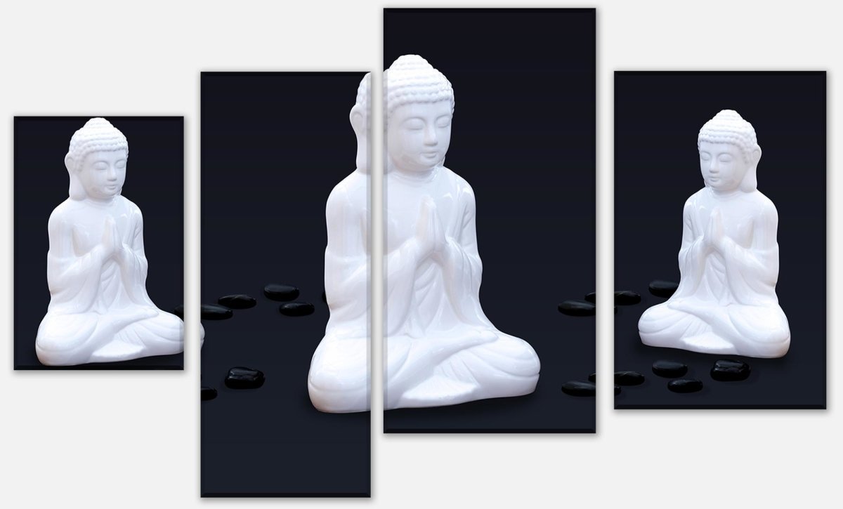 Leinwandbild Mehrteiler Weiße Figur in Meditationshaltung M0967