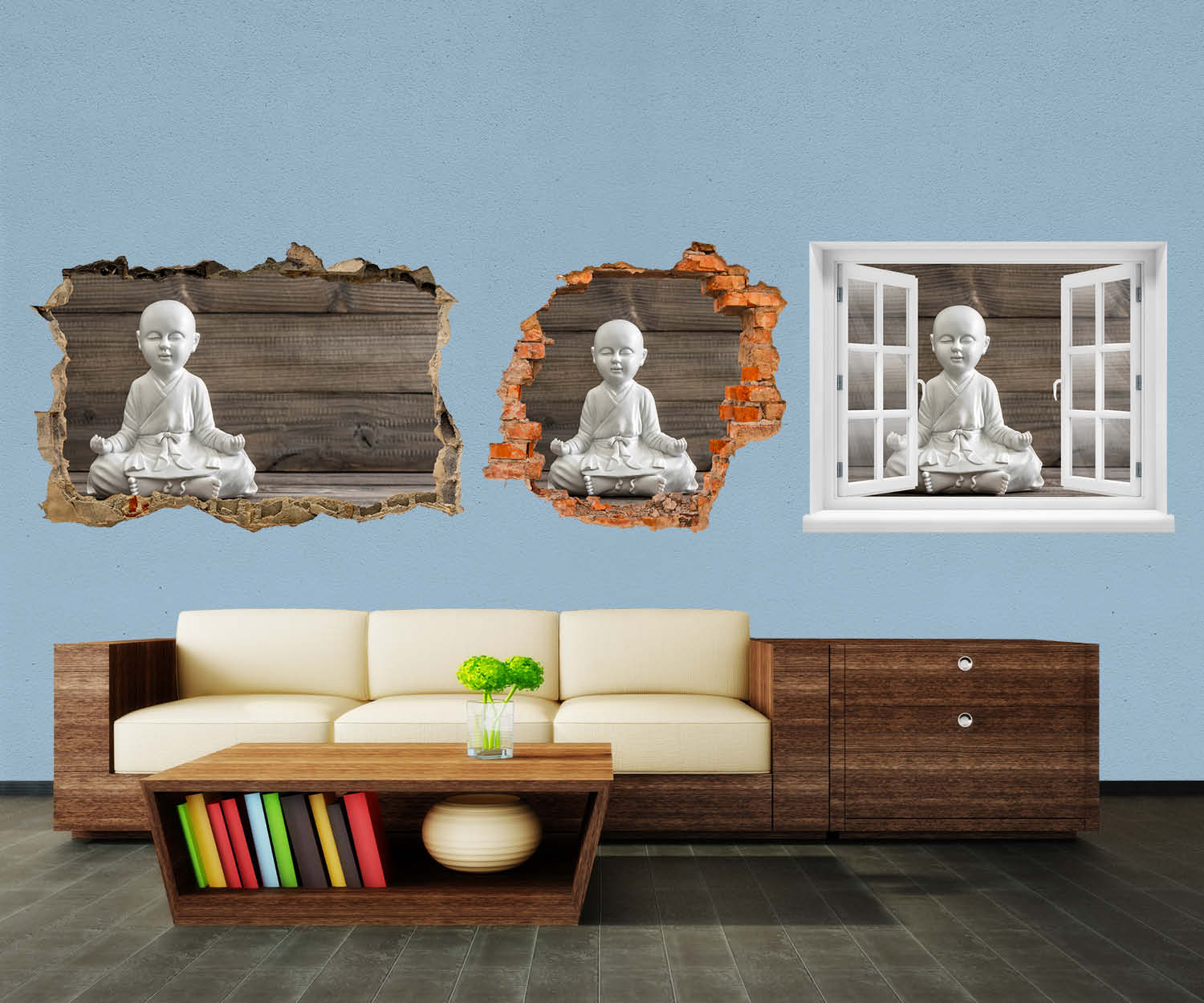 3D-Wandtattoo Weiß sitzender Buddha entdecken - Wandsticker M0974 - Bild 1